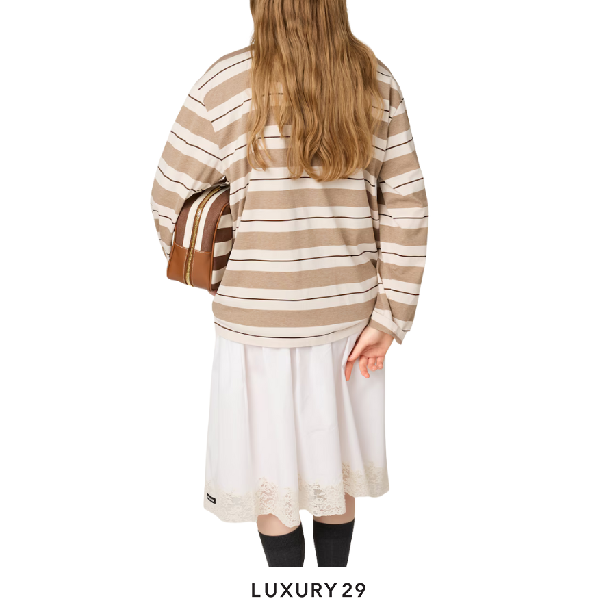 MIU MIU Cotton jersey polo shirt Natural/Cord MIU MIU