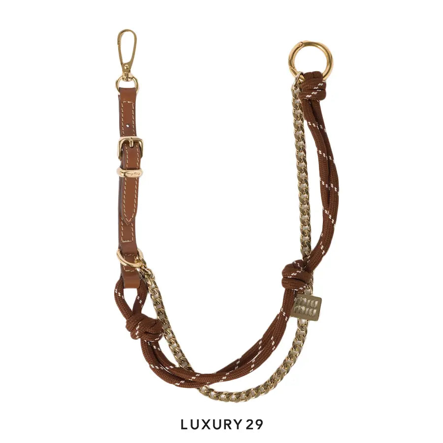 Miu MIu Leather, cord and metal trick Cognac tabacco