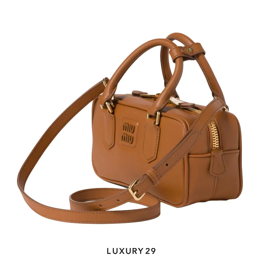 Miu Miu Arcadie Leather Bag Cognac S Wide MIU MIU