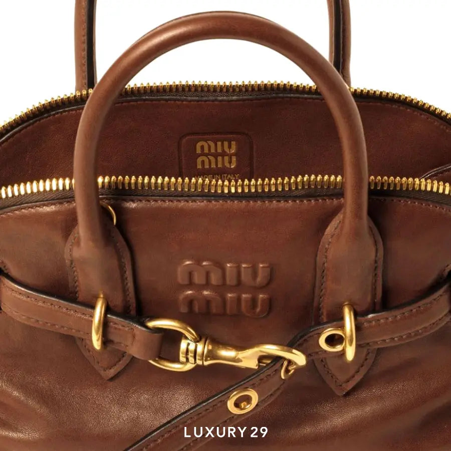 Miu Miu Aventure Nappa Leather Top-Handle Bag Oak MIU MIU
