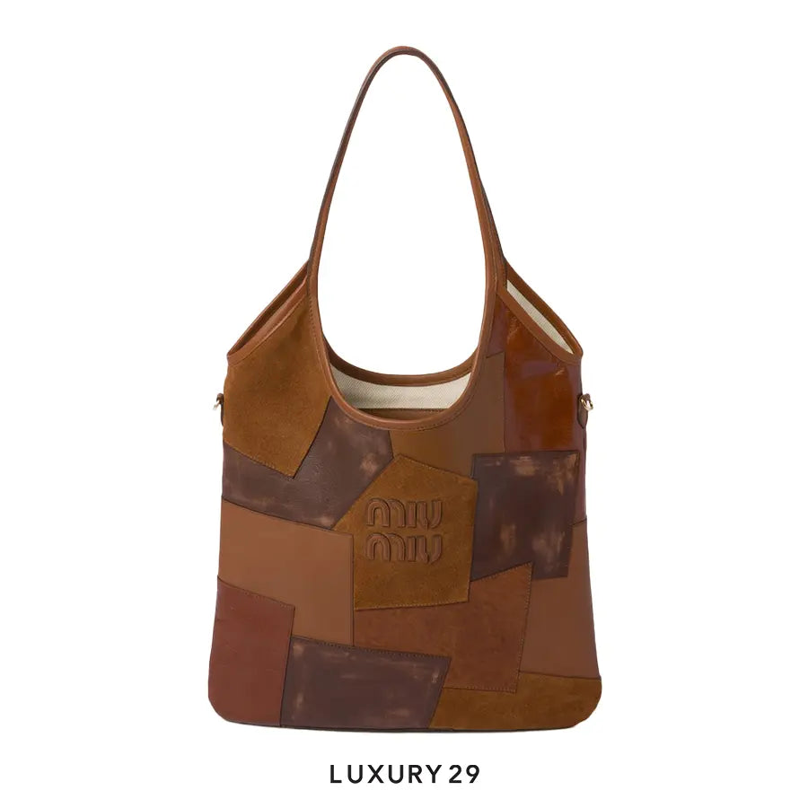 Miu Miu IVY Leather Patchwork Bag Cognac