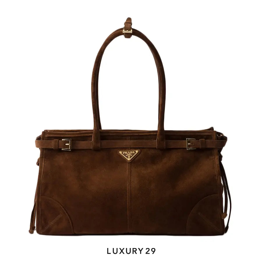 Prada Large suede handbag in Cacao